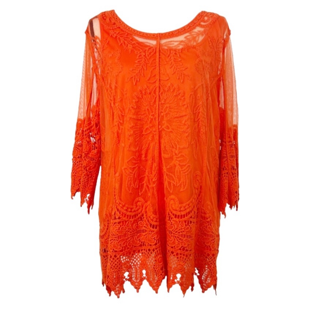 NEW Ultra Pink Lace Tunic Orange Top Size XL